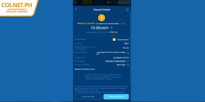 CC6 Deposits – Transaction Guide via GCash in 1 Minute 3 Deposit limits and processing time at CC6