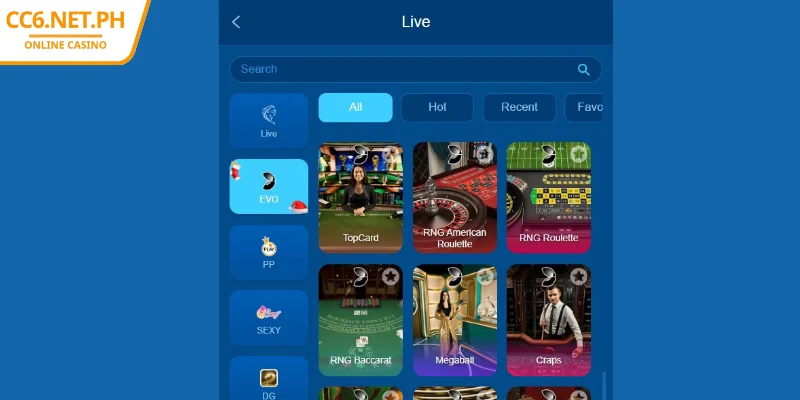 EVO Live Casino - Test Your Skills, Shine with Big Wins at CC6 2 Discover the allure of EVO Live Casino